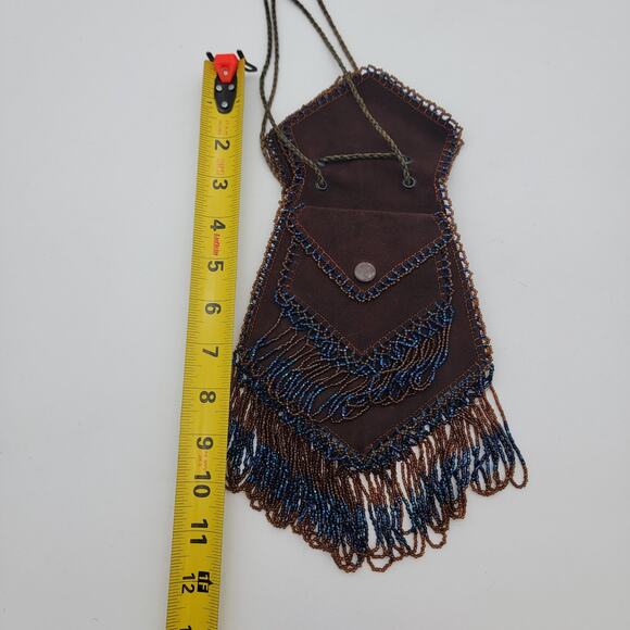 Vintage Boho Suede Beaded Handbag Purse - Picture 12 of 13